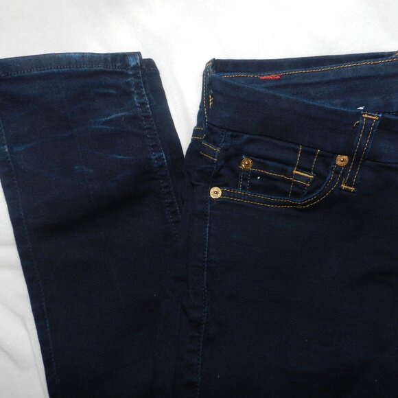 7 For All Mankind Size 28 Skinny Midrise Dark Wash Denim Jeans🆕📦⌚🏃🏻💨⚡🚚 - Picture 8 of 16